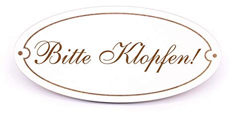 Schild Türschild Oval - Bitte Klopfen ! - selbstklebend Hinweisschild Dekoschild 15x7cm
