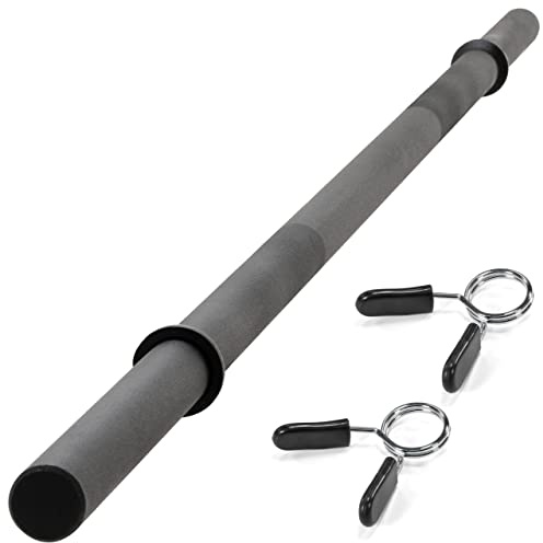 MAXXIVA® Langhantelstange - 120/140/160/180 cm, 30mm, bis 300kg, Stahl, Chrom, Federverschluss - Langhantel, Hantelstange, Langhantel-Stange, Bankdrücken (Schwarz, 120 cm)