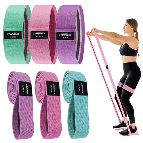 Standrock - Widerstandsbänder für Workout, 6er Set Fabirc Widerstandsbänder | 3 Lange Widerstandsbänder für Training und Widerstand | Widerstandsbänder