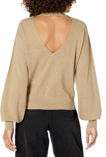 The Drop Women's Jaclyn Cutout-Back Mock-Neck Sweater