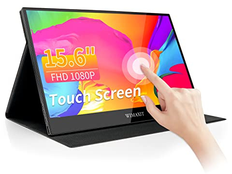 WIMAXIT 15.6 Zoll Tragbarer Touch Monitor, 75 mm VESA Touchscreen mit Full HD 1920 x 1080 Dual Speaker HDMI USB C (Type-C) für Laptop-Switch, Externe Xbox, Smartphone, (M1560CTV2)