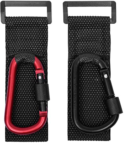 Evencaphy Buggy-Clips, Haken für Kinderwagen, 2 Stück, D-Form, Karabinerhaken für Kinderwagen, universelle Passform (schwarz)