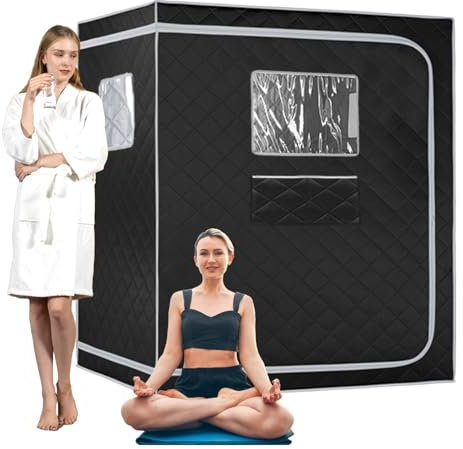 Full Size Steam Sauna Tent, Portable Whole Body Home Spa Room, One or Two Person Large Space, Steamer NOT Included (47.28 x 35.46 x 63 Grey Border)