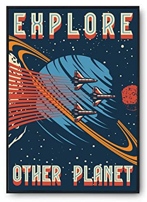 Planetee Affiche Vintage Astronomie Explore Other A3 | Poster Tableau Humour pour décoration murale qualité papier Premium