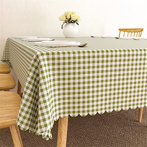 FANSU Wipe Clean PVC Tablecloth Waterproof Rectangular Table Cloth Cover, Oil- and Splash-Proof Tablecloths Fashion Print for Party Outdoor Picnic Kitchen Dining Table (140x200,olive green)