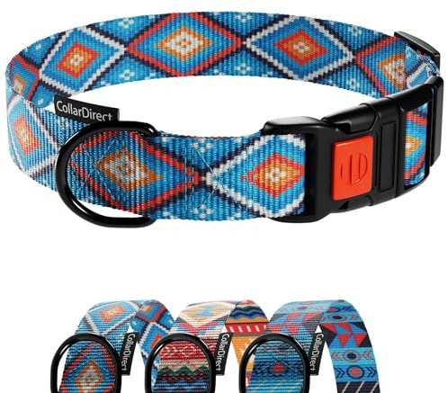 CollarDirect Hundehalsband für kleine, mittelgroße und große Hunde oder Welpen, niedliches einzigartiges Design mit SchnellverschlussSchnalle, Tribalethnisches Aztekenmuster (Aztec, 24-32 cm)