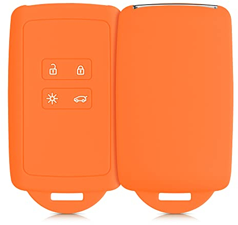 kwmobile Custodia Compatibile con Renault con 4 tasti Smart Key (solo Keyless Go) - Cover Chiavi Auto Protezione Copri Telecomando - Copri Chiave Copertura arancia fruttata