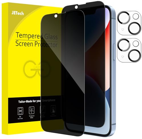 JETech Sichtschutz Schutzfolie für iPhone 14 Plus, 2+2 Stück | Mit Kameraschutz, Full Screen 9H Gehärtetes Glas Schutzfolie Schutzfolie, Kratzfest, Hüllenkompatibel