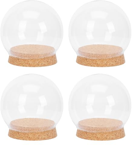 PRETYZOOM Glaskuppel mit Korksockel 10x10 cm – klare Glasglocke für Trockenblumen & konservierte Blüten, schützt vor Staub & Feuchtigkeit, für Deko, Souvenirs & Mini-Partyaccessoires