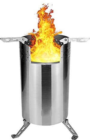 YYUINU Stove Lagerfeuer-Feuerstelle – rauchfreie Edelstahl-Feuerstelle für den Außenbereich | Tragbare Hinterhof-Feuerschale aus natürlichem Holz | Kein Gas oder Propan erforderlich,B