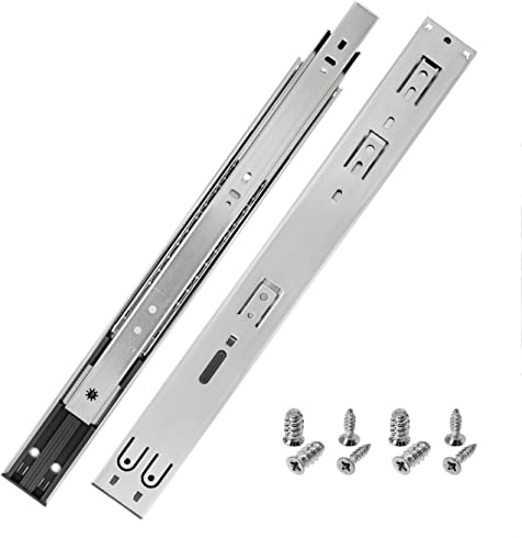 HELPMATE Lådskenor softclose fullt utdrag 400 mm 1 par set om 2 kulutdrag, lådsystem, lådguide, stål, galvaniserat silver inkl. fästmaterial