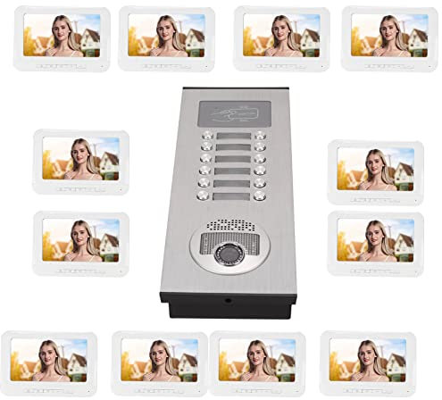 Système d'interphone d'appartement, Lecteur de Carte d'identité Système d'interphone Vidéo Mains Libres 100‑240V 12 écrans