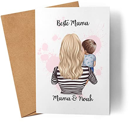 Kiddle-Design Mutter Karte Muttertag Personalisiert für Mama Sohn Kind Geschenk Kinder Mütter Geschenk Mamitag Muttertagskarte