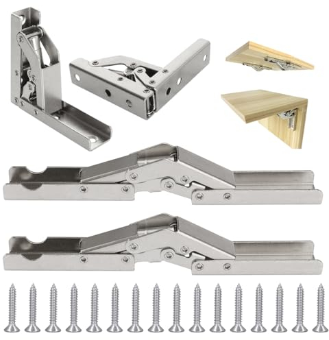 4 Pezzi Cerniera 90/180 Gradi con 16 Viti, Cerniera Pieghevole, Staffa a Cerniera Pieghevole, Accessori per Mobili, Cerniere in Acciaio Laminato a Freddo, Cerniere in Acciai Inossidabili per Ante