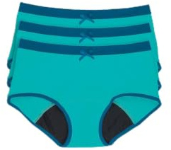 SELENACARE Teenager Periodenunterwäsche Hipster (3er Multipack) - Menstruationsunterwäsche für Teens, waschbar, 100% vegan, nachhaltig, 20ml Absorption, Mykonos-Blau, Größe 158