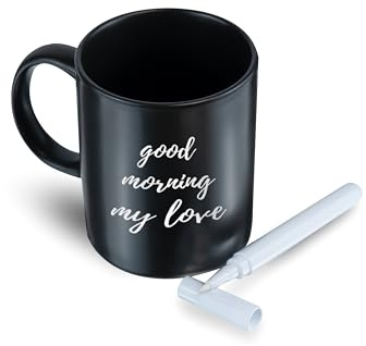 Tasse mit Stift zum Beschriften, Gestalten + Wegwischen - für deine Notizen, Nachrichten und Botschaften - Geschenk