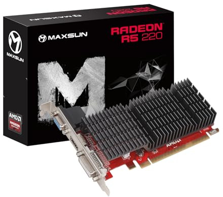 maxsun AMD Radeon R5 220 Carte graphique GPU 1 Go (DVI-I, HDMI, VGA)