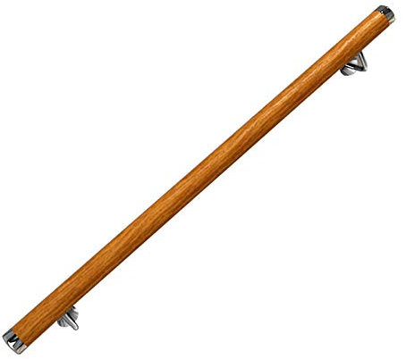 ASHILD Brauner Treppen-Wandhandlauf aus Holz, rutschfeste Stützstange für ältere Kinder, 0,5 m/0,6 m/0,8 m/1 m/1,2 m lang, Metallbeschläge, Treppenstufen im Innen- und Außenbereich (Größe: 1 m (3,2
