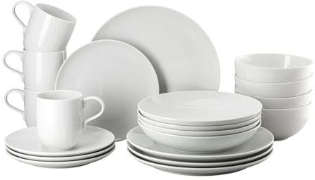 Rosenthal Joyn, weiss, Set 20-teiliges Porzellan Geschirrset, Teller, Schalen, Becher mit Henkel, leichter und natürlicher Look, moderne u. urbane Note, spülmaschinen- & mikrowellenfest