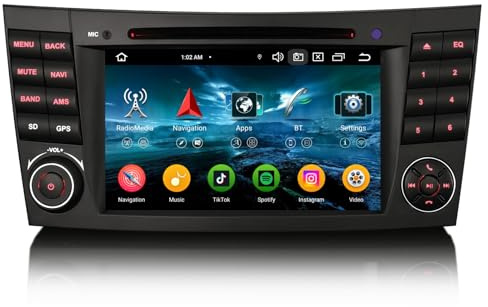 Android 16 Autoradio Acht Kern 4GB+64GB DAB+ Für Mercedes-BENZ E-Klasse W211 CLS Klasse W219 mit Bildschirm GPS Navigation Kabellos Apple CarPlay Android Auto DSP WiFi Bluetooth 5.0 SWC DVD USB FM RDS