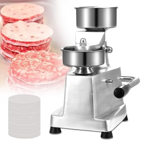 Eastnmythet Grill Burger Press Tool, Home Manual Burger Forming Machine, Commercial Hamburger Patty Maker with 200 Pcs Patty Papers,5 inch