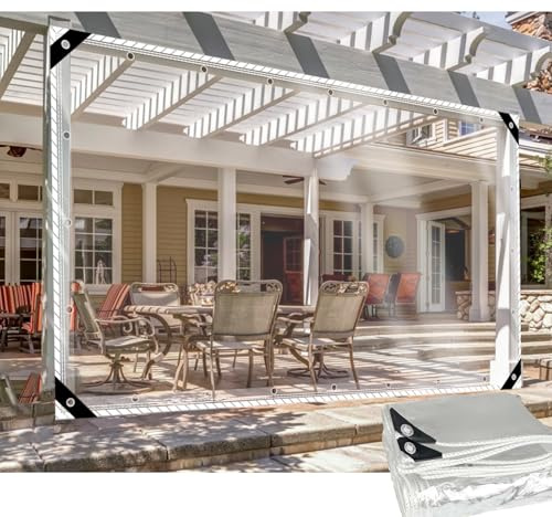 DGSFES Transparent Plane Abdeckplane mit ösen 1mx1m,0.5mm Terrassenplane Transparente Seitenplane mit ösen nach maß Zeltplane Wasserdicht für Balko Regenschutz Garten