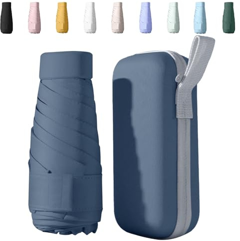 Sykerout Compact Travel Umbrella - Lightweight, Windproof, UV Protection, with Capsule Case, Perfect for Women's Handbags(Haze Blue)