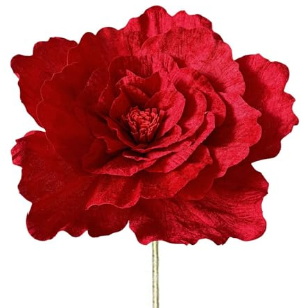 Wnvivi Flores de Peonía Gigantes para Decoraciones,Reemplazo de Cabeza de Flores de Seda Grandes,Decoración de Flores Rojas Artificiales Gigantes para Decoración de Hoteles de