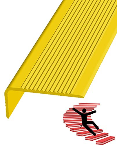 L-förmiger Treppenkantenschutz, selbstklebend, Gummi, Treppenkantenschutz für drinnen und draußen, rutschfeste Treppenkantenleiste, Treppenprofil, Breite 3 x 7 cm, Schwarz
