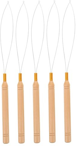 BEBEMOKO 5 Stück Perleneinfädler Mit Holzgriff 21cm Langes Garneinfädler Werkzeug Für Selbstgemacht Perlenarbeiten Präzise Perlenfädelhilfe Für Bastelprojekte