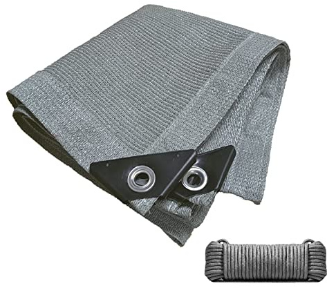 Telo parasole verde per giardino, pergola, patio, piante, tasso di ombreggiatura del 90%, con occhielli, ideale per serre, pollai, resistente ai raggi UV, colore grigio, 6 x 6 m
