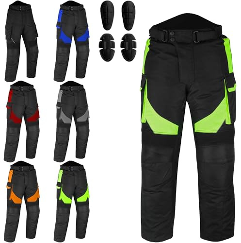 Hive Moto Motorbike Pants Cordura Textile Fabric Enduro Motocross Protective Trouser Motorbike Riding Armor Pants CE Approved (US, Alpha, Medium, Regular, Regular, Green)