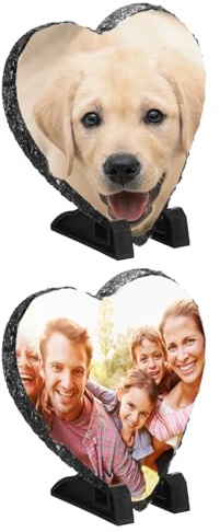 PATIKIL Sublimazione Lastre Vuote, 2 Pezzi Cornice Foto Cuore Pietra Sublimazione Pressa Termica Placca Sublimazione Per Creare Memoriale Per Un Amici, Cane, Regalo Personalizzato, 6 x 6