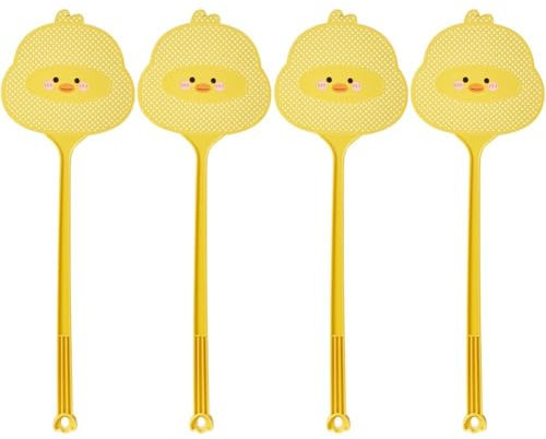 Glixoft Matamoscas, 4 Unids/Set Matamoscas En Forma De Pollo Amarillo, Juego De Matamoscas Manual Flexible Matamoscas De Largo Insectos Voladores Matamoscas Manual