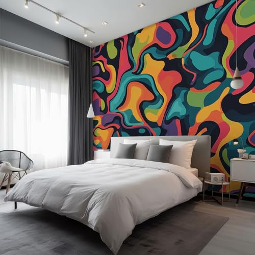Generisch Tapete 3D Fototapete Retro 70er Jahre 300 x 210 cm Vliestapete Wandbild Fototapeten, Vlies Tapeten Wandtapete Schlafzimmer, Wohnzimmer, TV Hintergrund Wand Moderne Wanddeko &Kyi636