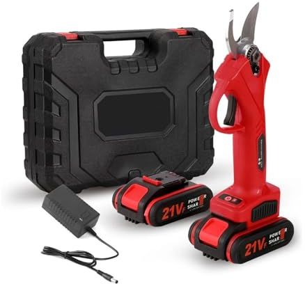 KENBT Forbici da potatura, Forbici da Giardino Potatore Elettrico a Batteria 88VF 21V 30mm Potatore Elettrico Batteria Ricaricabile Cesoie da potatura Taglierina da Giardino,Difesa di Sicurezza(Rot)
