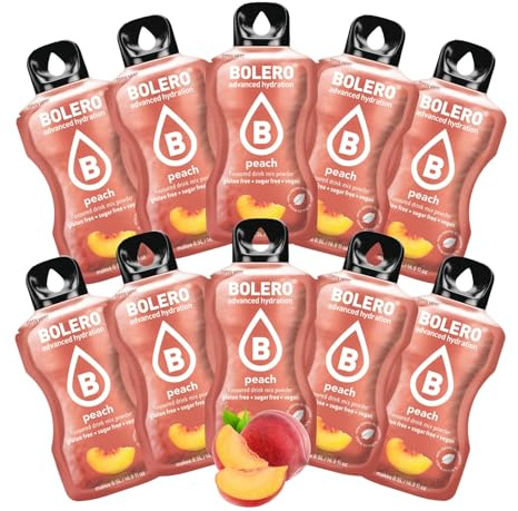 BOLERO Pêche - 10 sticks de poudre aromatisante pour boisson sans sucre