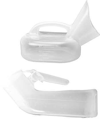 WRITWAA Lot De 2 Pots De Chambre à Urine Portable Graduation, En Plastique Léger, Capacité 1,2l, Usage Domestique Pour Patients, Personnes Âgées, Alités Et Bébés
