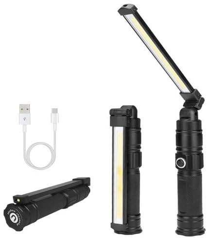 Rechargeable Work Light, 360° Rotate Design, Magnetic LED Work Light Foldable Flashlight,5 Lighting Modes,Mechanic Light, Portable Outdoor Lamp for Car Repair,Camping, Emergency