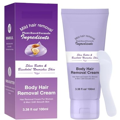 Sheabutter Enthaarungscreme - schmerzfreie Haarentfernung für seidig glatte Haut | Angereichert mit Sheabutter und Aloe Vera | Alle Hauttypen | Schnell wirkende Formel