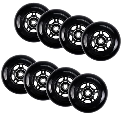 JCXYL EV Roues de Roller en Ligne 64 mm, 70 mm, 72 mm, 76 mm, 80 mm, Roues de Rechange pour Roller Hockey avec roulements ABEC 9, Lot de 8, pour intérieur et extérieur,80mm