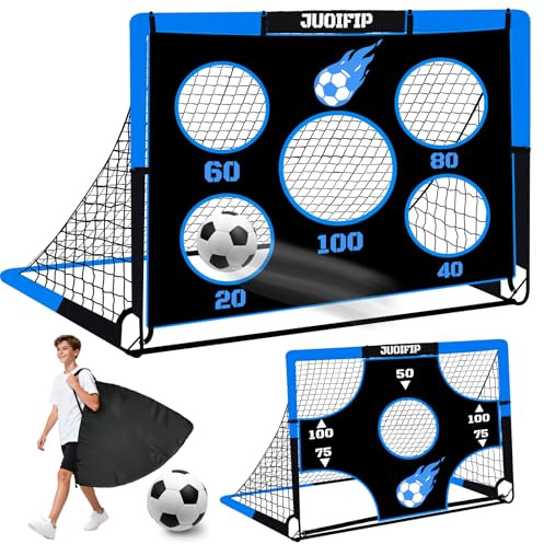 NZQXJXZ 3-in-1 Fußballtore Kinder, 150 × 120 cm Fussballtor, Fussballtore für Garten Kinder mit 2 Austauschbaren Stoffen und Einem Fußball, Tragetasche, einfache Montage und zusammenklappbar