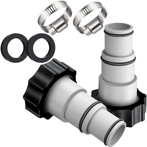 Pool Adapter A,2 Stück Poolschlauch Schlauchadapter mit Gewinde,Hose Nozzle with Sealing Ring,Poolpumpe Schlauch Adapter für 32 und 38 mm Anschluss,Anschlussset Schlauchadapter für Intex Pumpen