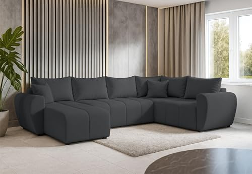 AXLIVING Malatya U XL Wohnlandschaft U Form XXL Ecksofa Dunkelgrau R