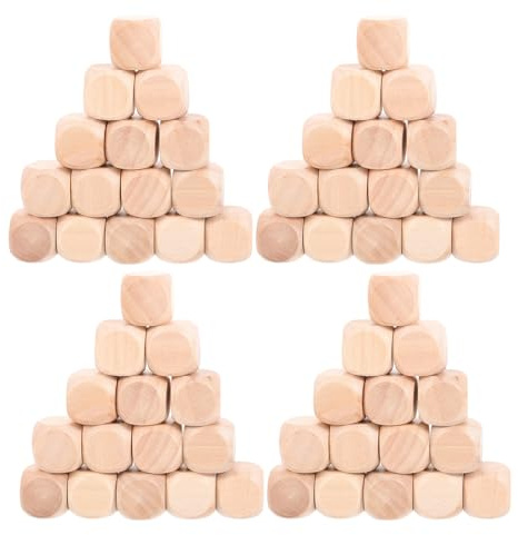 Gogogmee 50 Pezzi Dadi in Legno con Angoli Arrotondati Dadi Vuoti Lisci per DIY Cubi Artigianali Resistenti per Giochi da Tavolo e Progetti Creativi