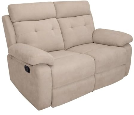 SHIITO | Modelo Caribe – Sofá Relax 2 Plazas | Comodidad Manual y Estilo Atemporal | Tapizado en Tela – Color Beige – 156x101x99 cm