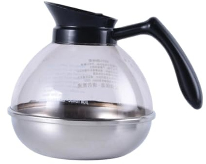 Coffee Pot Decanter 1.8L Carafe Replacement for Coffee Maker, Stainless Steel Teapot with Anti-Scald Handle, Clear Glass Jug for Home Kitchen Cafe