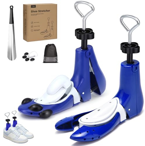 Ouligelonn 2Piece Shoe Stretcher Boot Stretcher for Men Women,Adjustable Length Width Height Expander for Wide Feet & Instep (Blue, Men 6.5-8.5,Women 8-10)