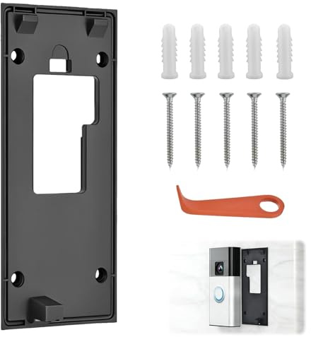 2024 Ring Doorbell Holder Mount No Drill for New Battery Video Doorbell | Ring No Drill Wall Mount Kit with Sticky Pad Spare Screws, Wall Adhesive Holder with Bracket Backplate Accessories for Houses