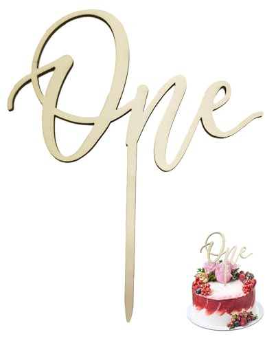 Eco-Conscious Wooden 'ONE' Cake Decoration for First Birthday Parties - Sustainable and Stylish Design
